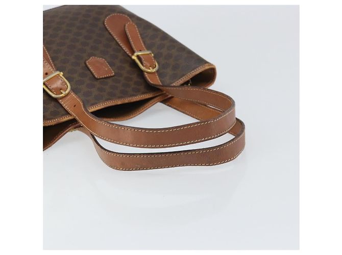 Céline Borsa a mano in tela Macadam CELINE in pelle PVC marrone oro Auth bs33103 D'oro - vista 7