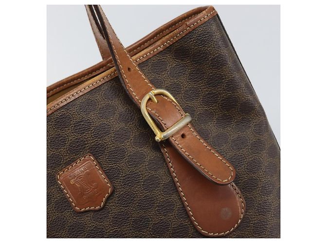 Céline Borsa a mano in tela Macadam CELINE in pelle PVC marrone oro Auth bs33103 D'oro - vista 9