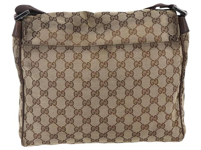 Borsa a Spalla GG Canvas Gucci Beige Argento 146236 Auth bs33191 - vista 2