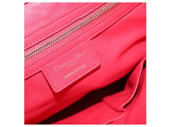 Bolso de mano de cuero Christian Dior 2 en 1 Rojo Dorado Auth bs32842 Roja - vista 18