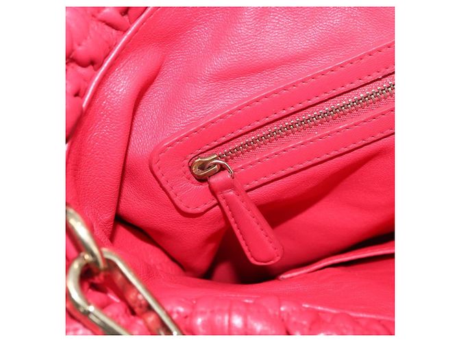 Bolso de mano de cuero Christian Dior 2 en 1 Rojo Dorado Auth bs32842 Roja - vista 19