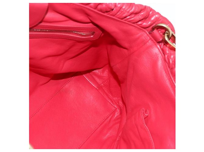 Bolso de mano de cuero Christian Dior 2 en 1 Rojo Dorado Auth bs32842 Roja - vista 20