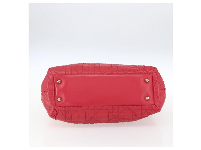 Bolso de mano de cuero Christian Dior 2 en 1 Rojo Dorado Auth bs32842 Roja - vista 5