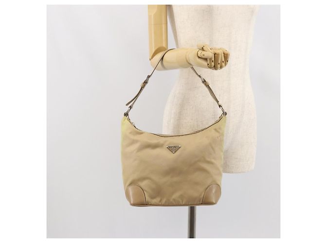 Borsa a Spalla PRADA Nylon Beige Argento Autentica 169023 - vista 24