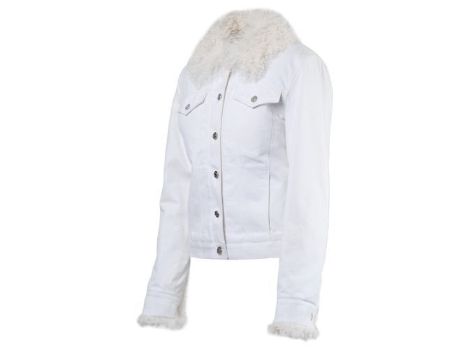 Giacca in denim bianco e pelliccia di agnello Gucci di Tom Ford - vista 2