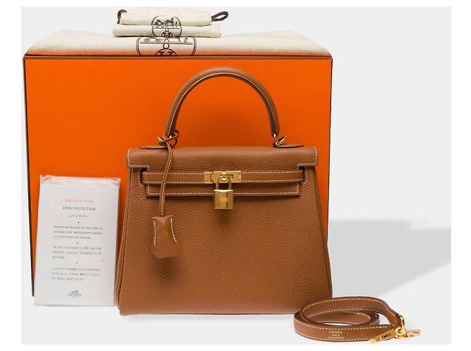 Hermès Borsa HERMES Kelly 25 in Pelle Dorata - 103311 D'oro - vista 2