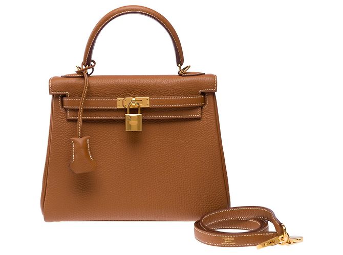 Hermès Borsa HERMES Kelly 25 in Pelle Dorata - 103311 D'oro - vista 3