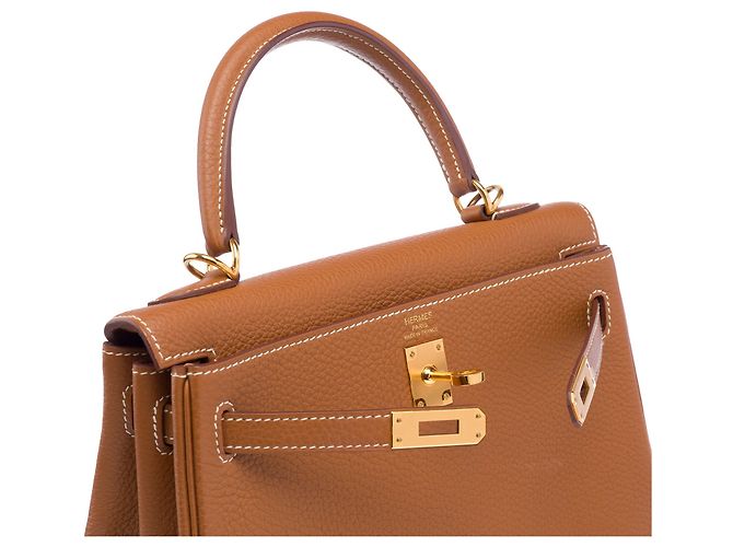 Hermès Borsa HERMES Kelly 25 in Pelle Dorata - 103311 D'oro - vista 7