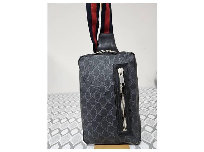 Marsupio GG Supreme Monogram Web Gucci Nero/Grigio - vista 12