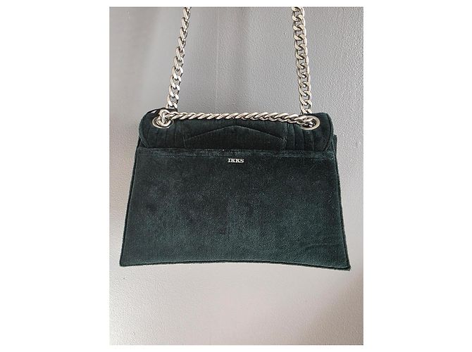 Borsa Ikks The 1 Velvet verde trapuntata Argento Verde scuro - vista 7