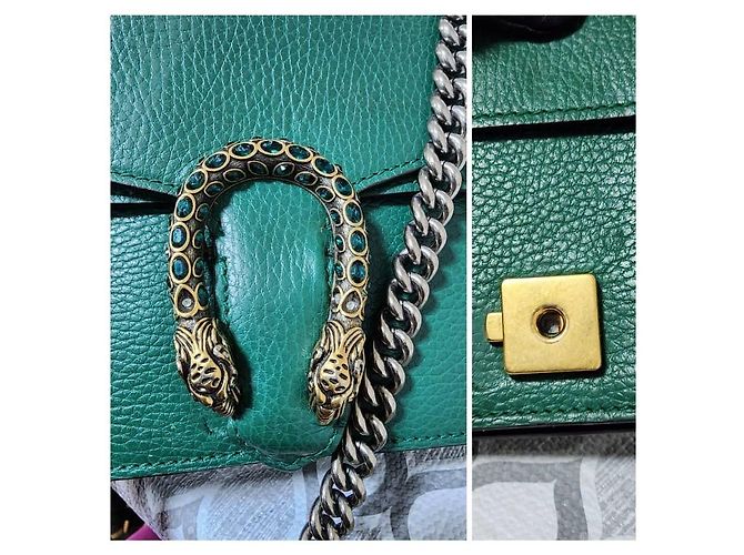 Borsa a tracolla Dionysus in pelle piccola verde Gucci - vista 10
