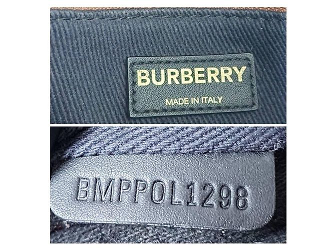 Borsa a Spalla Pocket Mini Monogram Stripe E-Canvas Burberry Marrone/Nero/Bianco - vista 2