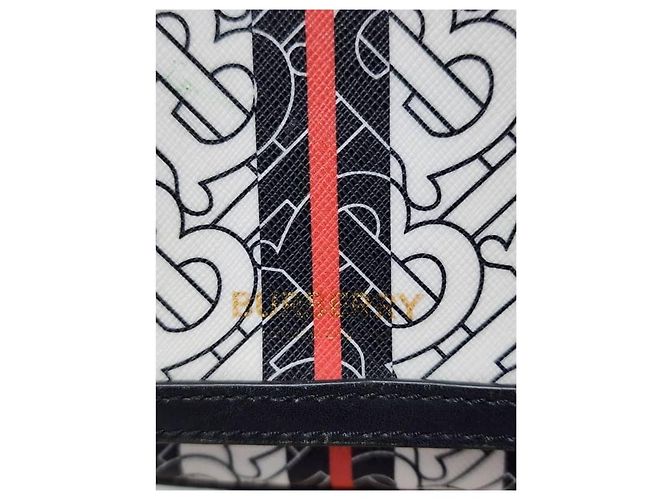 Borsa a Spalla Pocket Mini Monogram Stripe E-Canvas Burberry Marrone/Nero/Bianco - vista 7