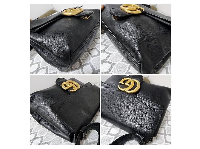 Borsa a spalla media Marmont in pelle martellata nera GUCCI Nero - vista 12