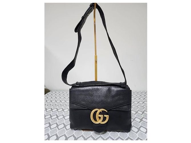 Borsa a spalla media Marmont in pelle martellata nera GUCCI Nero - vista 16