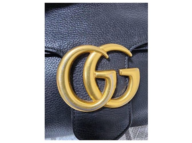 Borsa a spalla media Marmont in pelle martellata nera GUCCI Nero - vista 4