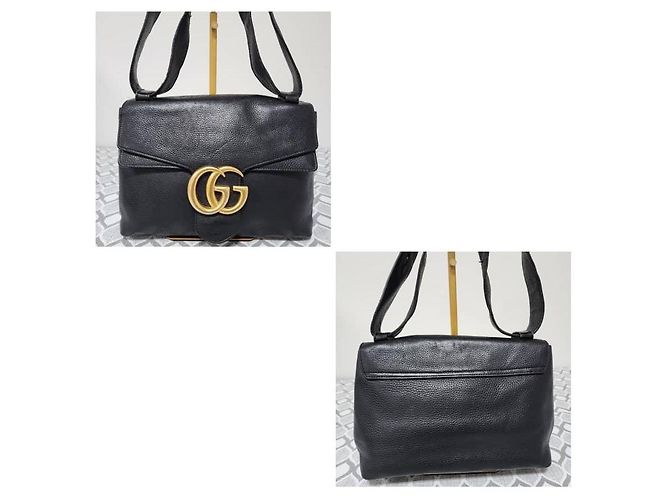 Borsa a spalla media Marmont in pelle martellata nera GUCCI Nero - vista 6