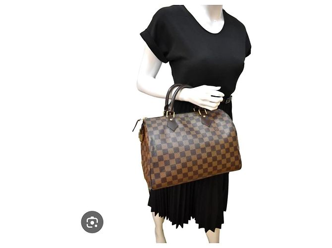 Borsa Speedy 30 in tela Damier di LOUIS VUITTON marrone - vista 13