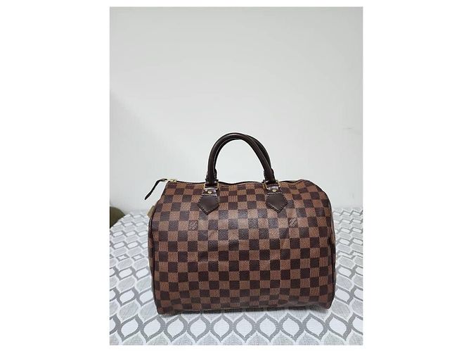 Borsa Speedy 30 in tela Damier di LOUIS VUITTON marrone - vista 3
