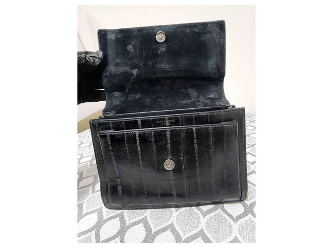 Bolso cruzado de anguila Saint Laurent Sunset Negro - vista 13