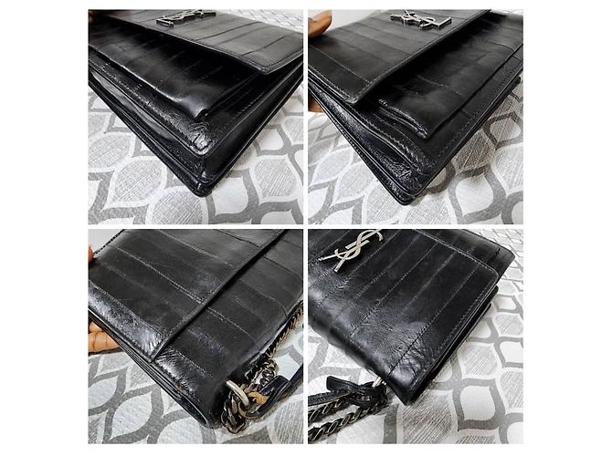 Bolso cruzado de anguila Saint Laurent Sunset Negro - vista 14