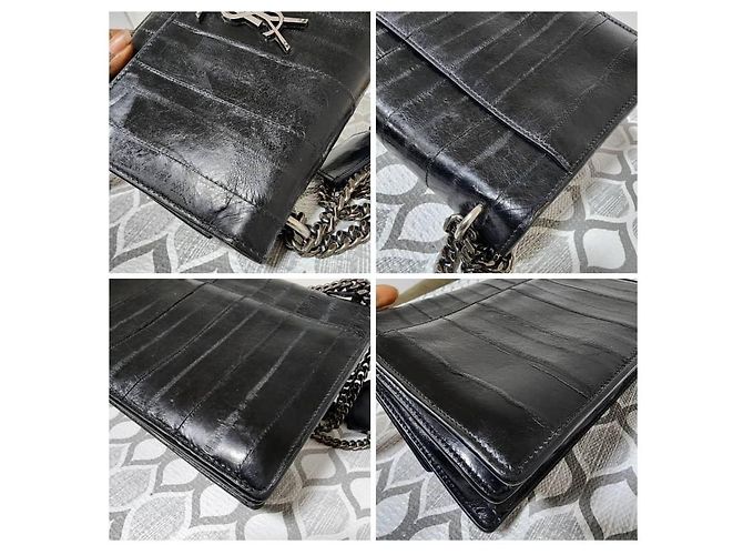 Bolso cruzado de anguila Saint Laurent Sunset Negro - vista 16