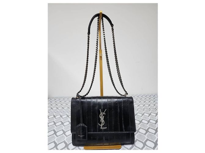 Bolso cruzado de anguila Saint Laurent Sunset Negro - vista 18