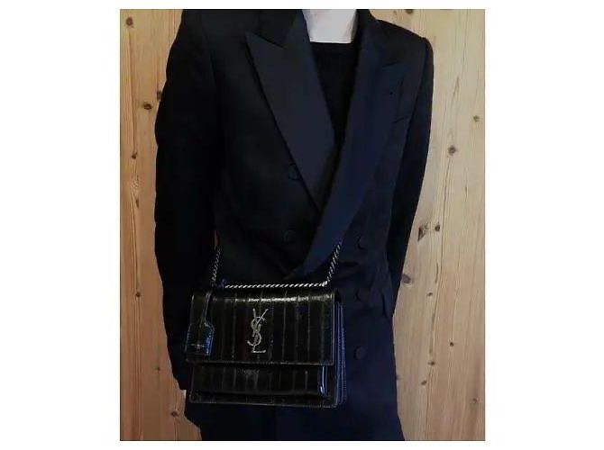 Bolso cruzado de anguila Saint Laurent Sunset Negro - vista 19