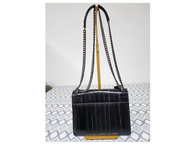 Bolso cruzado de anguila Saint Laurent Sunset Negro - vista 3