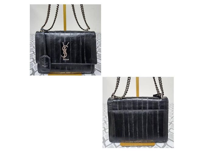 Bolso cruzado de anguila Saint Laurent Sunset Negro - vista 5