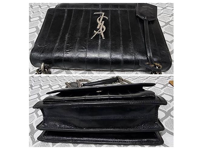 Bolso cruzado de anguila Saint Laurent Sunset Negro - vista 6