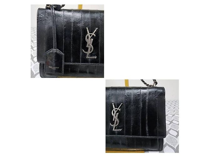 Bolso cruzado de anguila Saint Laurent Sunset Negro - vista 9