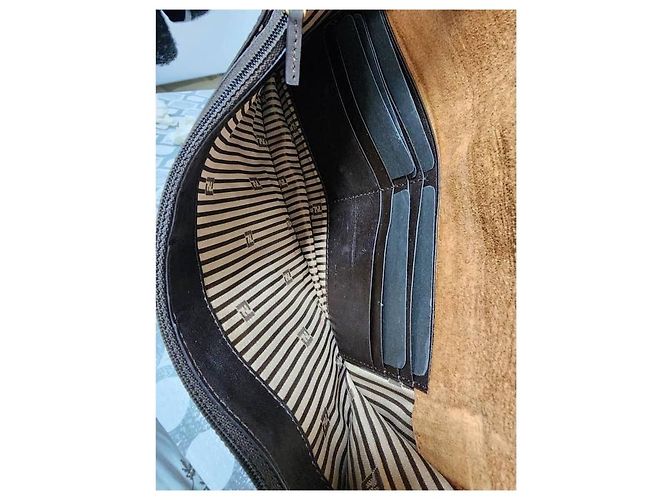 Clutch Fendista in pelle e pelle verniciata nera/marrone Nero - vista 11