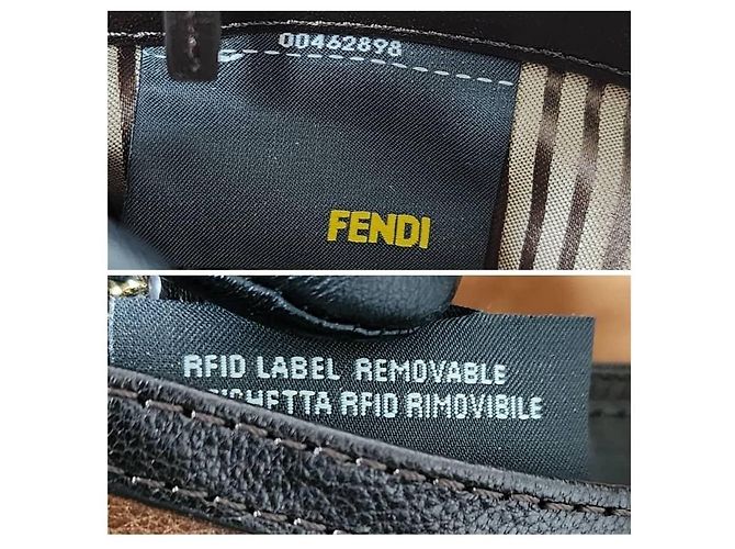 Clutch Fendista in pelle e pelle verniciata nera/marrone Nero - vista 2