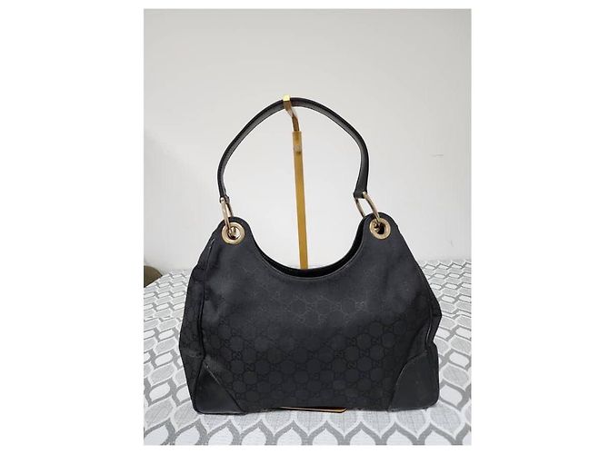 Borsa a spalla 2 in 1 in tela GG Gucci in pelle nera - vista 3