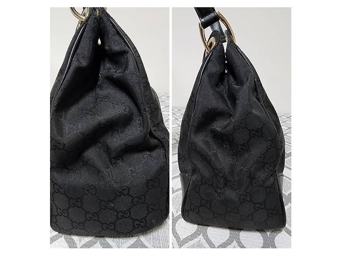 Borsa a spalla 2 in 1 in tela GG Gucci in pelle nera - vista 5