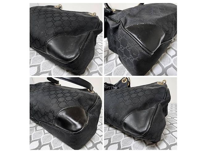 Borsa a spalla 2 in 1 in tela GG Gucci in pelle nera - vista 8