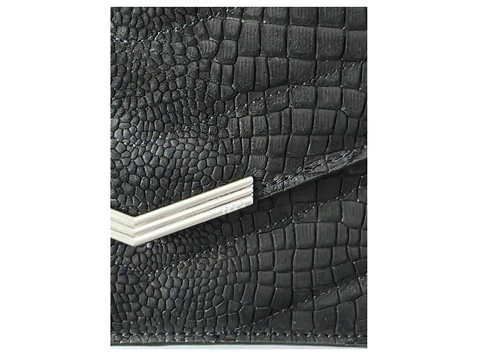 Ikks The 1 Handtasche aus schwarzem Croco-Leder gesteppt Größe L - Ansicht 10