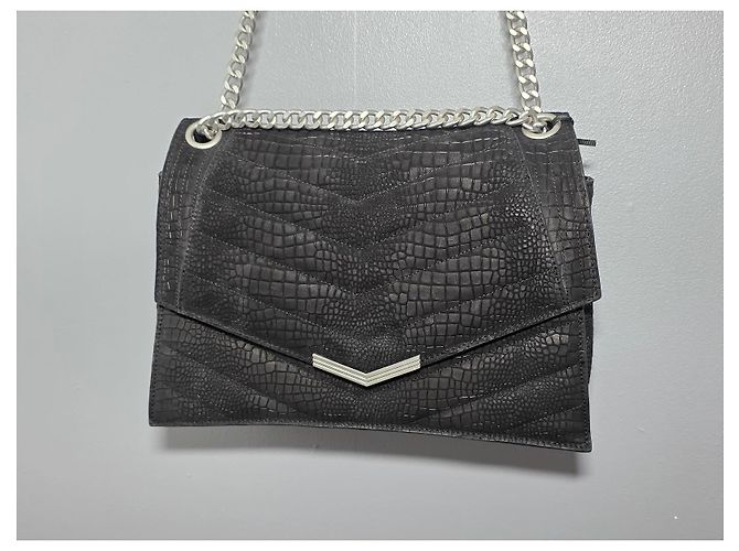 Ikks The 1 Handtasche aus schwarzem Croco-Leder gesteppt Größe L - Ansicht 15
