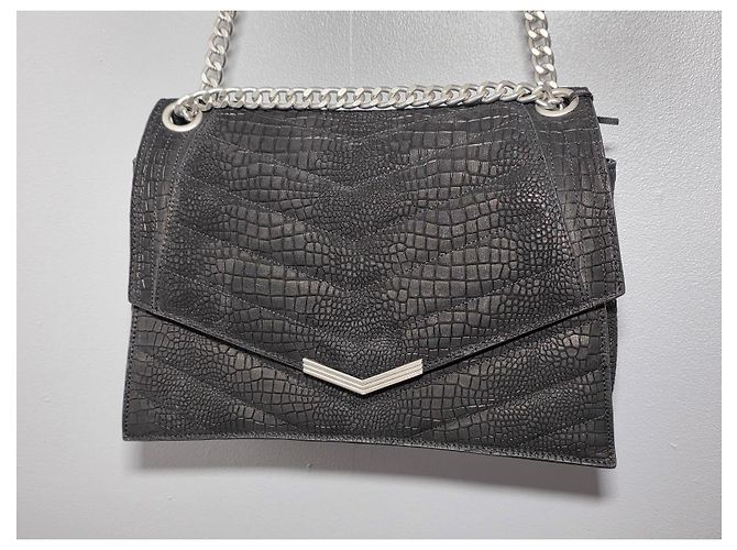 Ikks The 1 Handtasche aus schwarzem Croco-Leder gesteppt Größe L - Ansicht 2