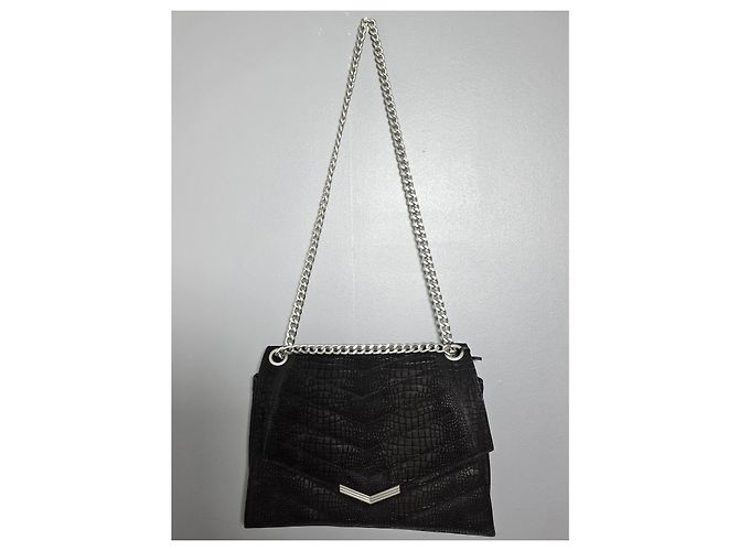 Ikks The 1 Handtasche aus schwarzem Croco-Leder gesteppt Größe L - Ansicht 3