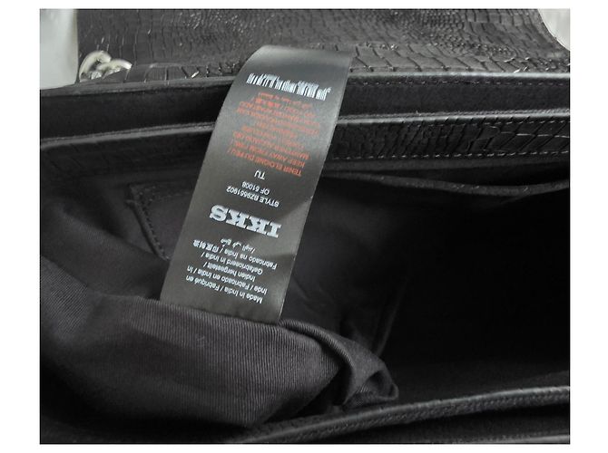 Ikks The 1 Handtasche aus schwarzem Croco-Leder gesteppt Größe L - Ansicht 5