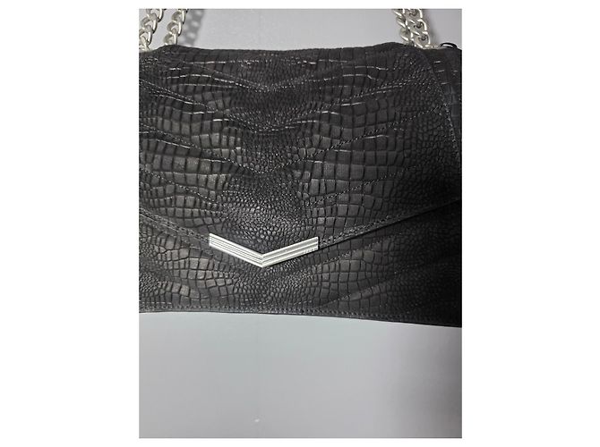 Ikks The 1 Handtasche aus schwarzem Croco-Leder gesteppt Größe L - Ansicht 7