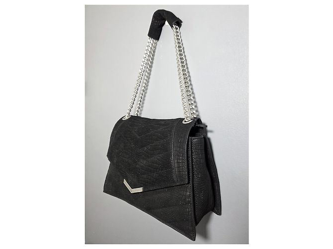 Ikks The 1 Handtasche aus schwarzem Croco-Leder gesteppt Größe L - Ansicht 9