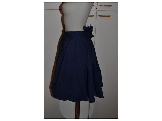Gonna Balenciaga in cotone blu con fiocco - vista 2