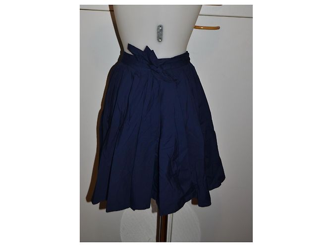 Gonna Balenciaga in cotone blu con fiocco - vista 3