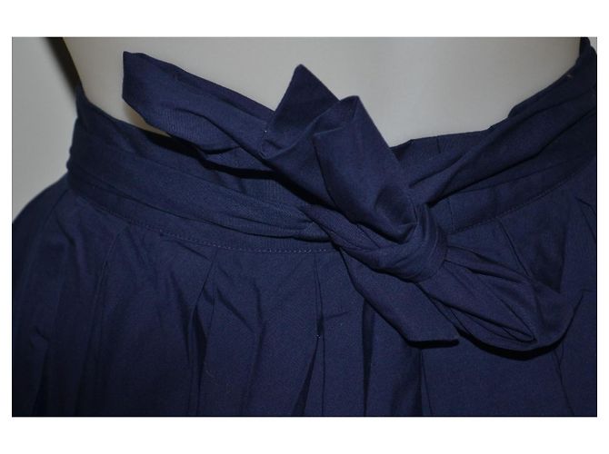 Gonna Balenciaga in cotone blu con fiocco - vista 4