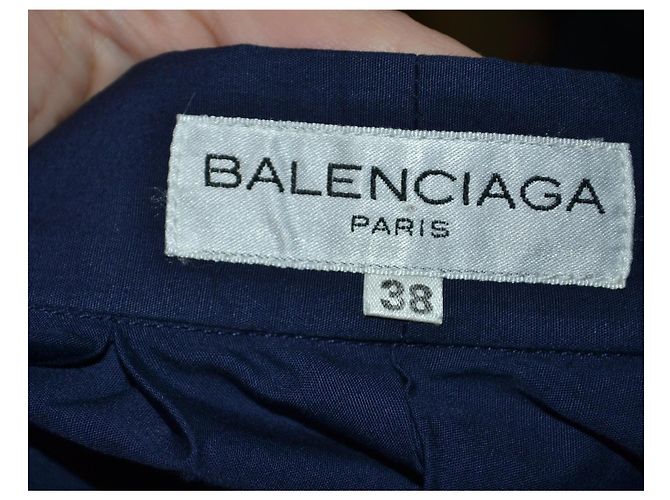 Gonna Balenciaga in cotone blu con fiocco - vista 5