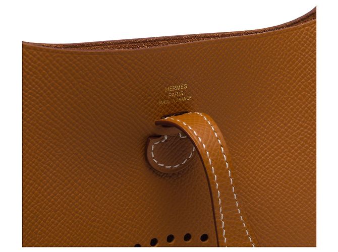 Hermès Borsa HERMES Mini Evelyne in Pelle Dorata - 103322 D'oro - vista 7