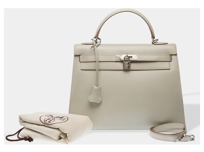 Hermès Borsa HERMES Kelly 32 in Pelle Grigia - 103303 Grigio - vista 2